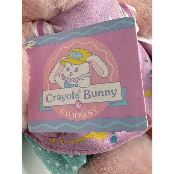 1990 Hallmark Crayola Bunny Company Candy Cotton Tail Pink Rabbit 12" Plush - Picture 3 of 11